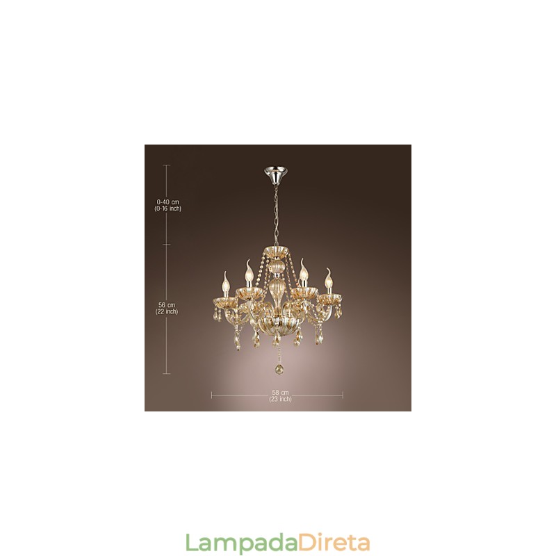 Lustre de vidro galvanizado de cristal clássico tradicional