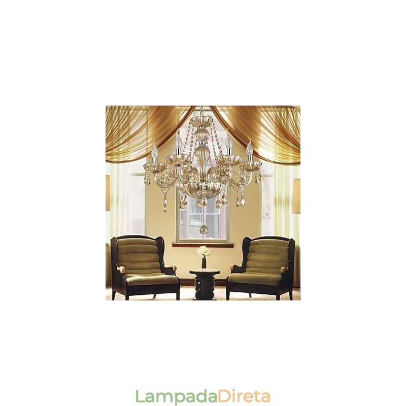 Lustre de vidro galvanizado de cristal clássico tradicional