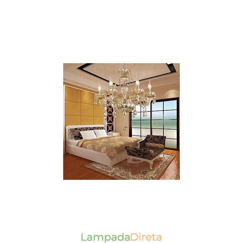 Lustre de vidro galvanizado de cristal clássico tradicional