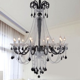 Lustre de Cristal Preto Vela