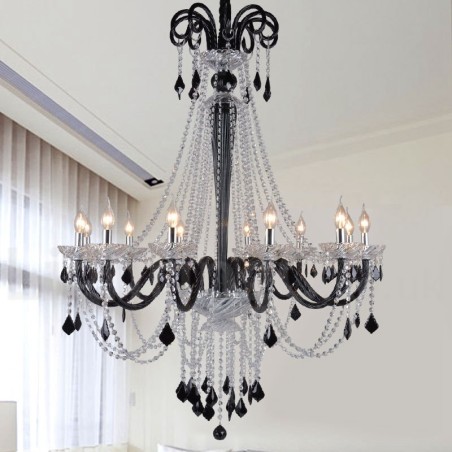 Lustre de Cristal Preto Vela Lustre de Cristal Preto Vela