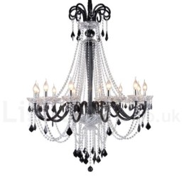 Lustre de Cristal Preto Vela