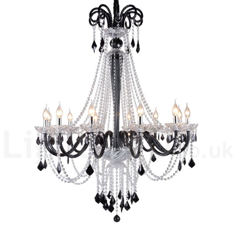 Lustre de Cristal Preto Vela