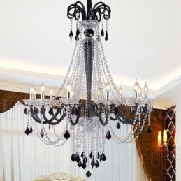 Lustre de Cristal Preto Vela