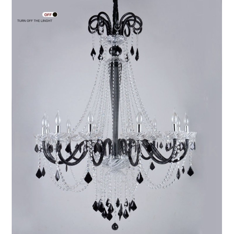 Lustre de Cristal Preto Vela