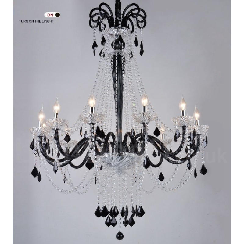 Lustre de Cristal Preto Vela