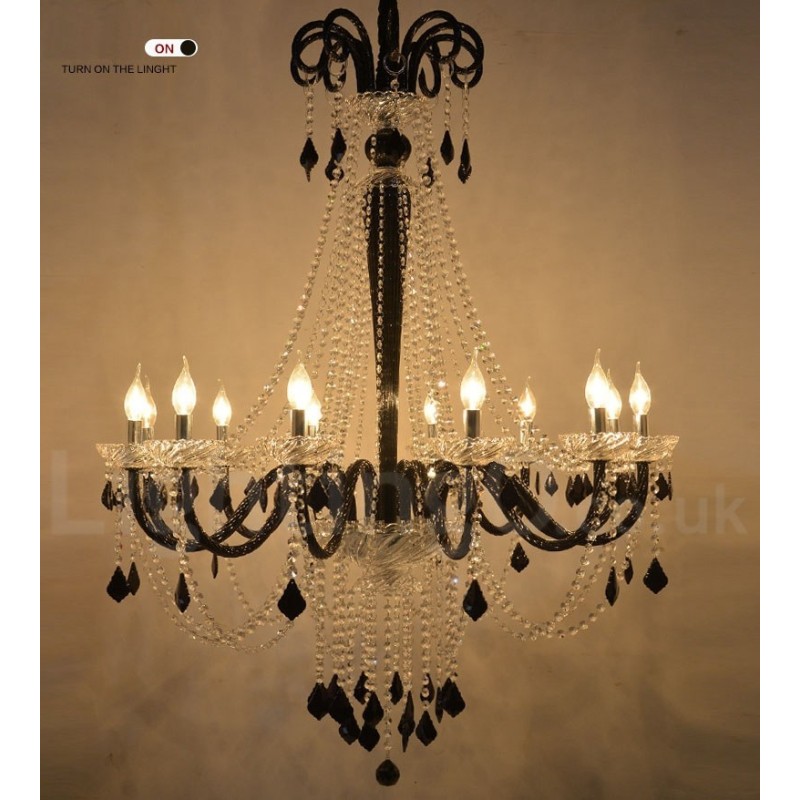 Lustre de Cristal Preto Vela