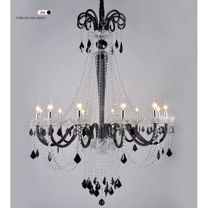 Lustre de Cristal Preto Vela