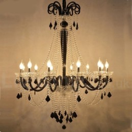 Lustre de Cristal Preto Vela
