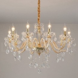 Lustre de ouro com lustre de cristal transparente