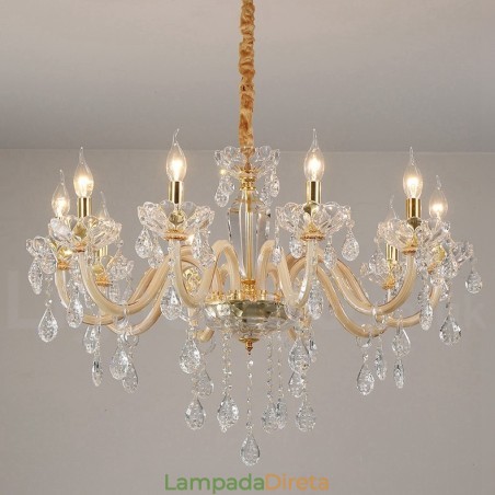 Lustre de ouro com lustre de cristal transparente Lustre de ouro com lustre de cristal transparente