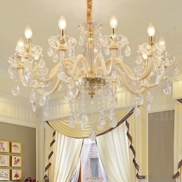 Lustre de ouro com lustre de cristal transparente