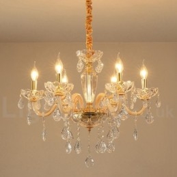 Lustre de ouro com lustre de cristal transparente