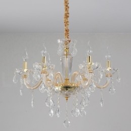 Lustre de ouro com lustre de cristal transparente