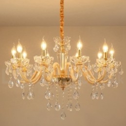 Lustre de ouro com lustre de cristal transparente