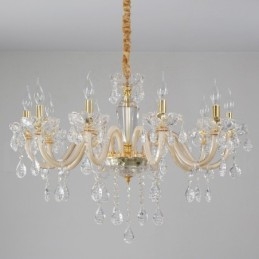 Lustre de ouro com lustre de cristal transparente