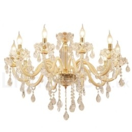 Lustre de ouro com lustre de cristal transparente