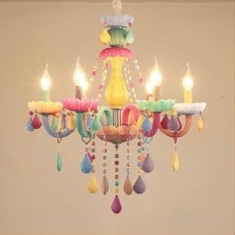 Macaron 6 Lustre de Luz com Vela de Cristal Multicores Mini Estilo para Crianças