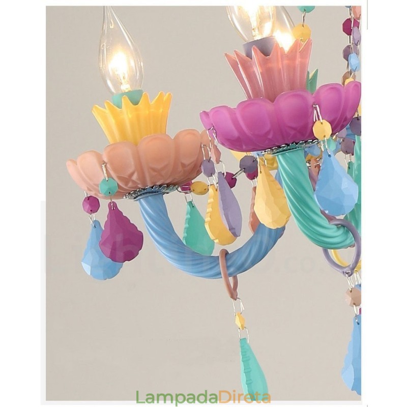 Macaron 6 Lustre de Luz com Vela de Cristal Multicores Mini Estilo para Crianças