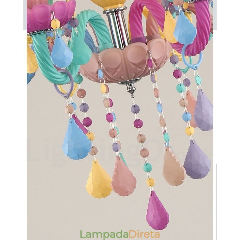 Macaron 6 Lustre de Luz com Vela de Cristal Multicores Mini Estilo para Crianças