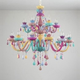 Macaron 18 (12+6) Lustre de Luz com Vela de Cristal Multicores Estilo Mini para Crianças