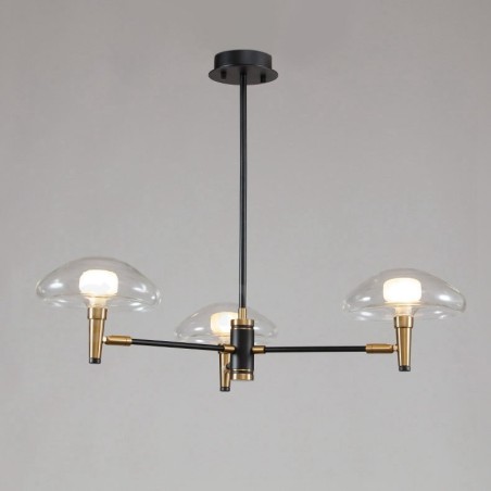 Lustre de 3 luzes estilo mini uplight com acabamento pintado galvanizado e cúpulas de vidro Lustre de 3 luzes estilo mini uplight com acabamento pintado galvanizado e cúpulas de vidro