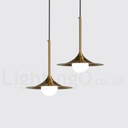 1 Luz Industrial Estilo Mini Estilo Dourado Galvanizado Acabamento Pintado Luminária Pendente com Sombra de Vidro