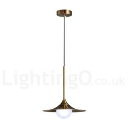 1 Luz Industrial Estilo Mini Estilo Dourado Galvanizado Acabamento Pintado Luminária Pendente com Sombra de Vidro