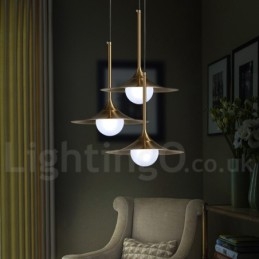 1 Luz Industrial Estilo Mini Estilo Dourado Galvanizado Acabamento Pintado Luminária Pendente com Sombra de Vidro