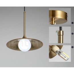 1 Luz Industrial Estilo Mini Estilo Dourado Galvanizado Acabamento Pintado Luminária Pendente com Sombra de Vidro