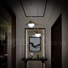 1 Luz Industrial Estilo Mini Estilo Dourado Galvanizado Acabamento Pintado Luminária Pendente com Sombra de Vidro