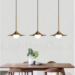 1 Luz Industrial Estilo Mini Estilo Dourado Galvanizado Acabamento Pintado Luminária Pendente com Sombra de Vidro