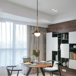 1 Luz Industrial Estilo Mini Estilo Dourado Galvanizado Acabamento Pintado Luminária Pendente com Sombra de Vidro