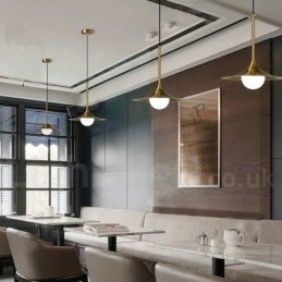 1 Luz Industrial Estilo Mini Estilo Dourado Galvanizado Acabamento Pintado Luminária Pendente com Sombra de Vidro