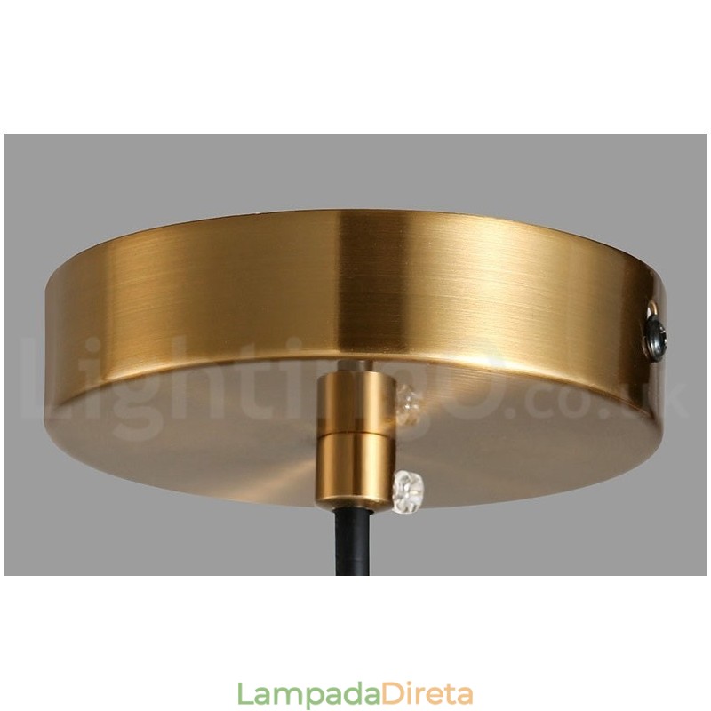 1 Luz Industrial Estilo Mini Estilo Dourado Galvanizado Acabamento Pintado Luminária Pendente com Sombra de Vidro