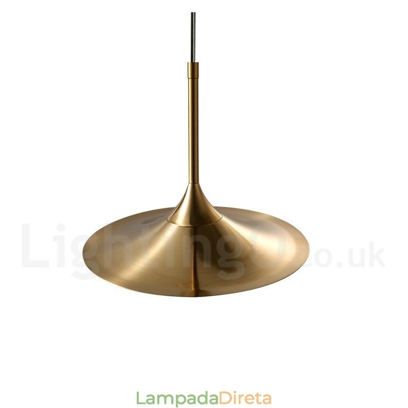 1 Luz Industrial Estilo Mini Estilo Dourado Galvanizado Acabamento Pintado Luminária Pendente com Sombra de Vidro