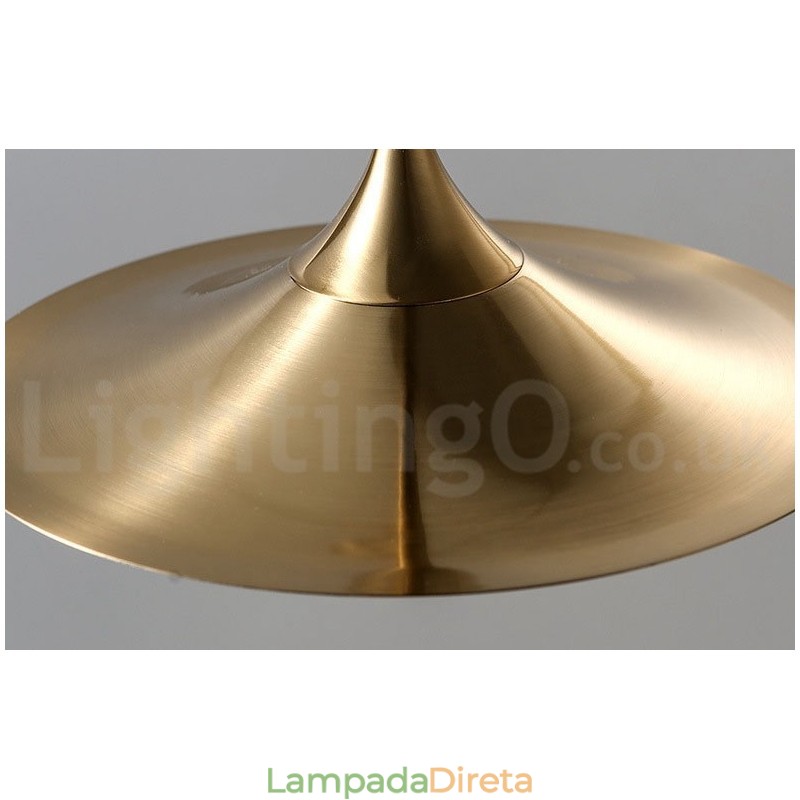 1 Luz Industrial Estilo Mini Estilo Dourado Galvanizado Acabamento Pintado Luminária Pendente com Sombra de Vidro