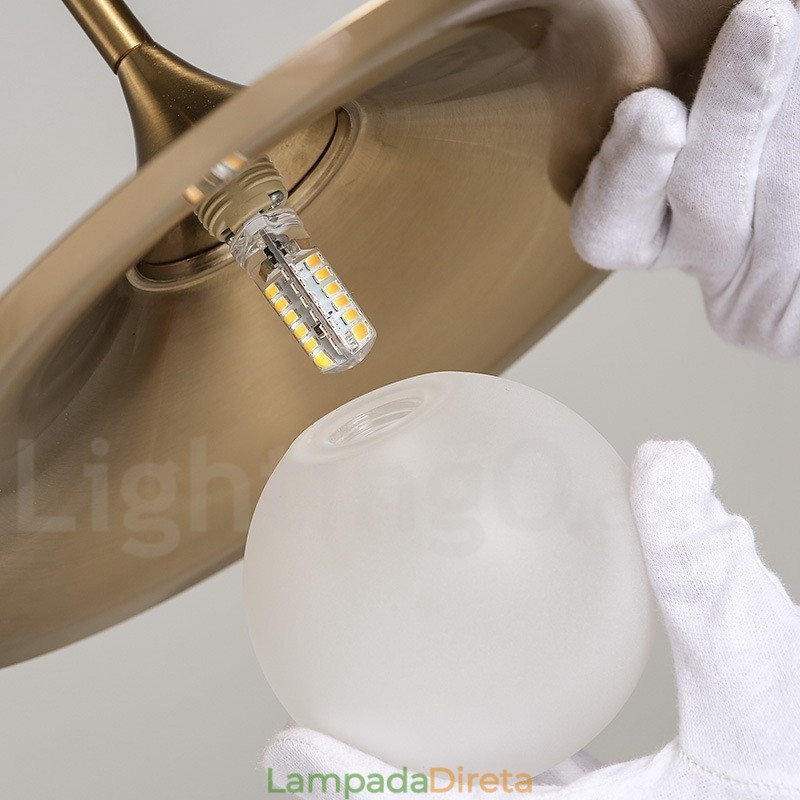 1 Luz Industrial Estilo Mini Estilo Dourado Galvanizado Acabamento Pintado Luminária Pendente com Sombra de Vidro
