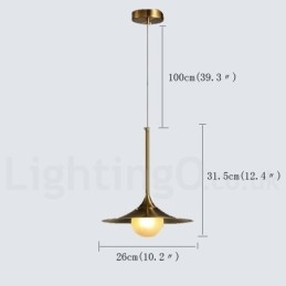 1 Luz Industrial Estilo Mini Estilo Dourado Galvanizado Acabamento Pintado Luminária Pendente com Sombra de Vidro