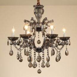 6 Lustre de Cristal Cinza Claro Vela