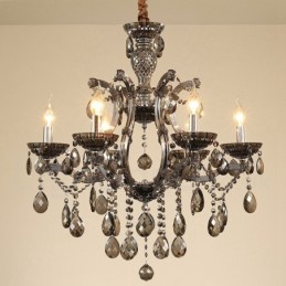 6 Lustre de Cristal Cinza Claro Vela