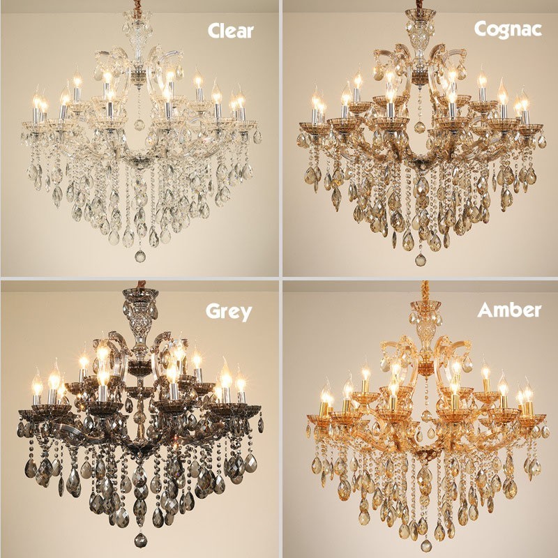 6 Lustre de Cristal Cinza Claro Vela