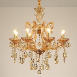 Lustre de cristal âmbar com 8 velas