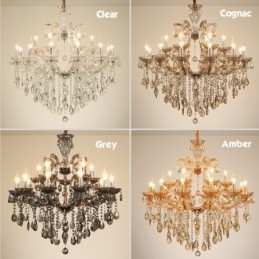 Lustre de cristal âmbar com 8 velas