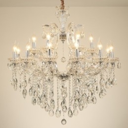 Lustre de cristal transparente com 18 (12+6) luzes