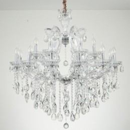 Lustre de cristal transparente com 18 (12+6) luzes