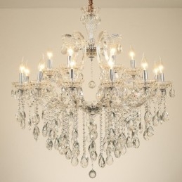 Lustre de cristal transparente com 18 (12+6) luzes