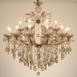 Lustre de cristal conhaque com 18 (12+6) luzes