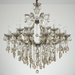 Lustre de cristal conhaque com 18 (12+6) luzes