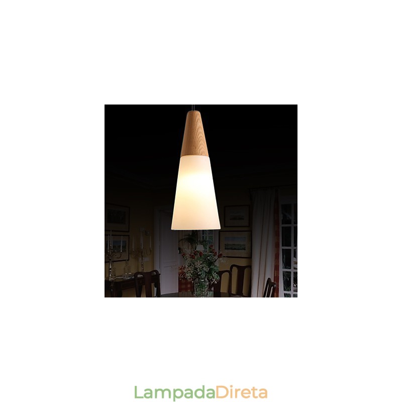 Lustre Mini Estilo Moderno Contemporâneo Madeira Bambu